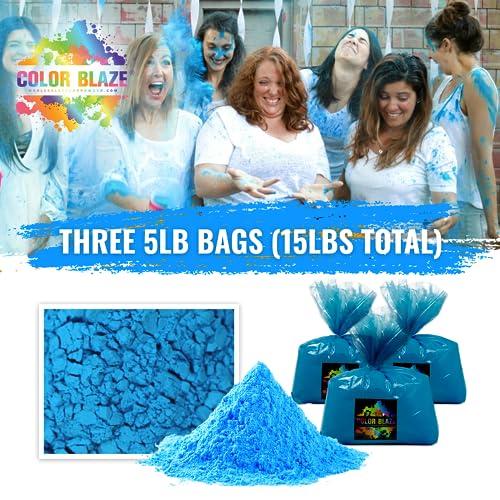 Color Blaze Color Blaze Baby Gender Reveal Color Powder - 15lbs of Blue Colored Powder - for Car & Motorcycle Burnout, Exhaust, Toss, Photoshoot, Party & Festivals - Pack of 3 Bags with 5 Pounds Each - Blue