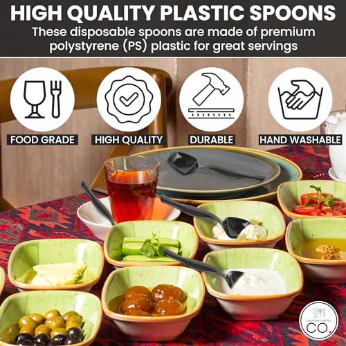 C&S Event Supply Co. 8.5\" Black Plastic Serving Spoons for Buffet, Bulk 12 Count, Heavy Duty Disposable Spoon, Large Plastic Serving Utensils for your Catering Supplies, Events, Party, and Weddings by C&S Event Supply Co.