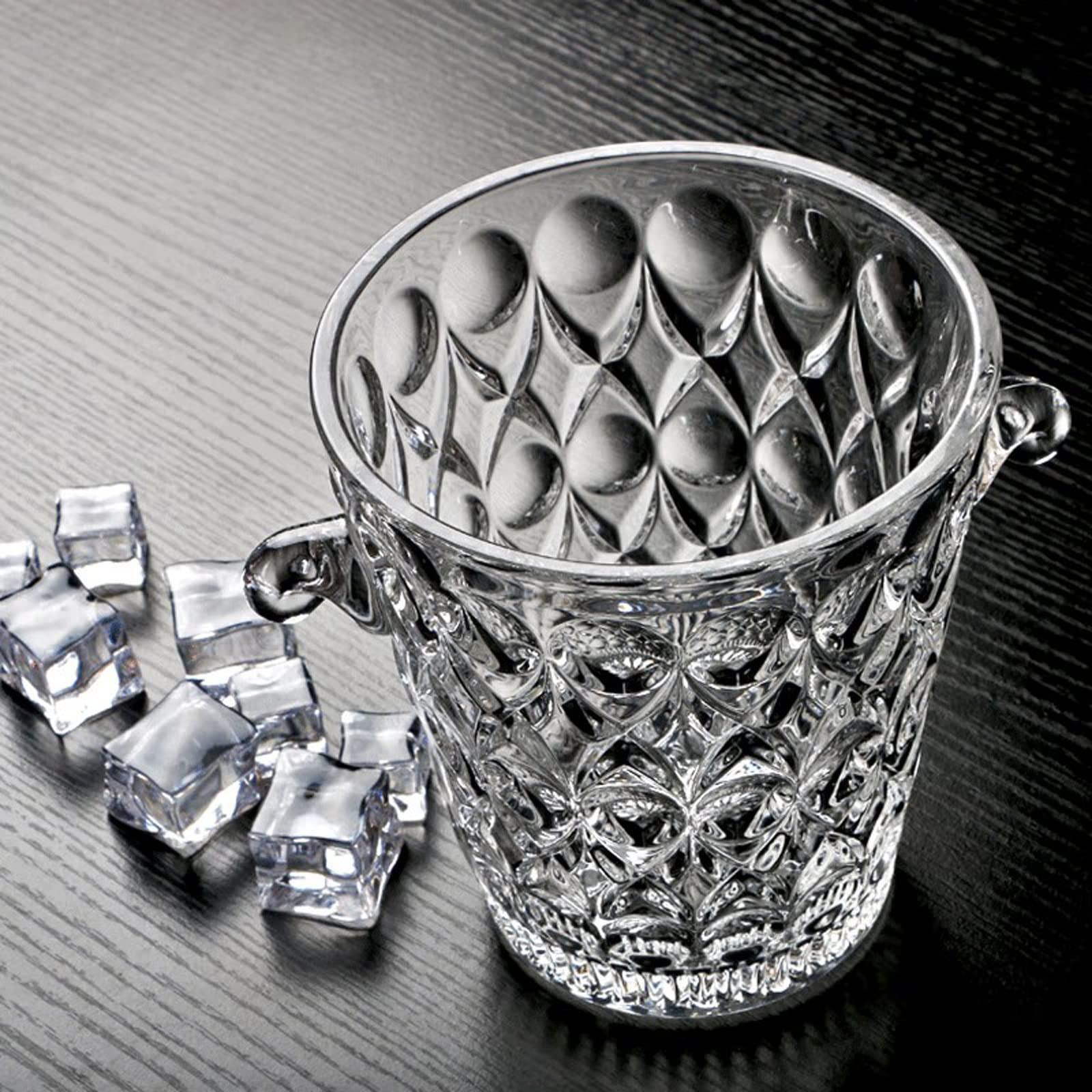 WAOCEO WAOCEO Ice Buckets Clear Ice Bucket Crystal Glass Water Droplet Cut Wine Bucket, 1.5L Insulated Ice Bucket