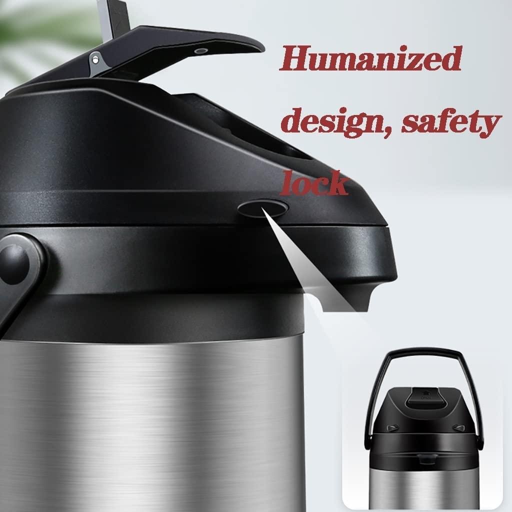 WIGSELBL Air Pot Beverage Dispenser,Thermal Coffee Carafe,Insulated Stainless Steel Coffee Dispenser with Pump,Thermos Coffee Carafe for Keeping Hot Coffee & Tea Hot for 12 Hours ( Color : Silver , Size : 2.5L