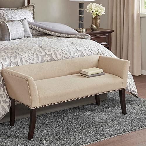 Madison Park Madison Park Welburn Bedroom Solid Wood Polyester Fabric Seating Modern Style, 49.5\"W x 19.25\"D x 23\"H, Cream