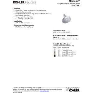 Kohler Kohler K-457-AK-CP 5-1/2\" 1-Function Spray Shower 2.5GPM Chrome