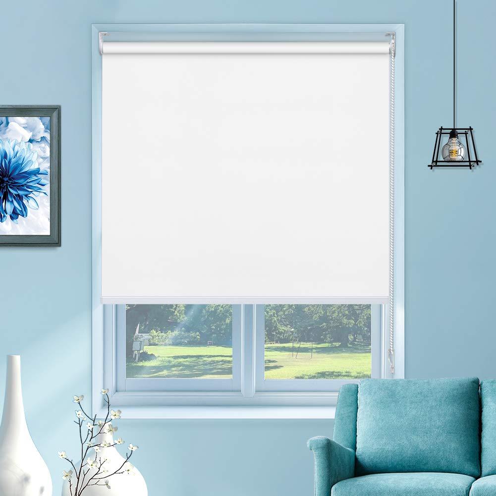 MiLin MiLin 100% Blackout Roller Shades Fast Delivery, Roller Window Blinds and Shades Custom Cut to Size, Room Darkening Waterproof Thermal Insulated for Home & Office - Polar White 39" W x 72" H