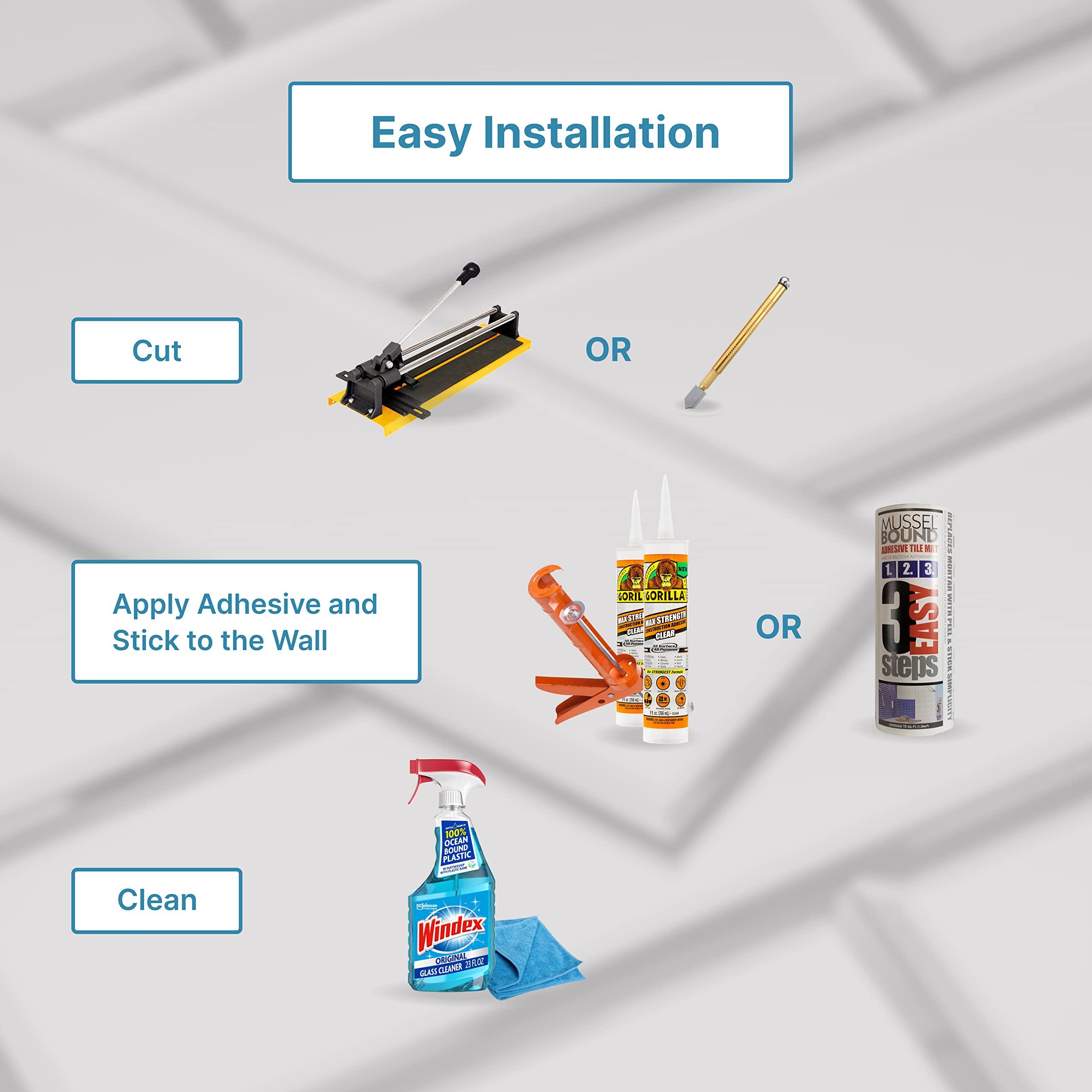 Tilebay 3x10 Mirror Backsplash Tiles Glass Beveled Subway Tiles for Kitchen or Bathroom Wall (55 Pcs, 12 Sq.ft)