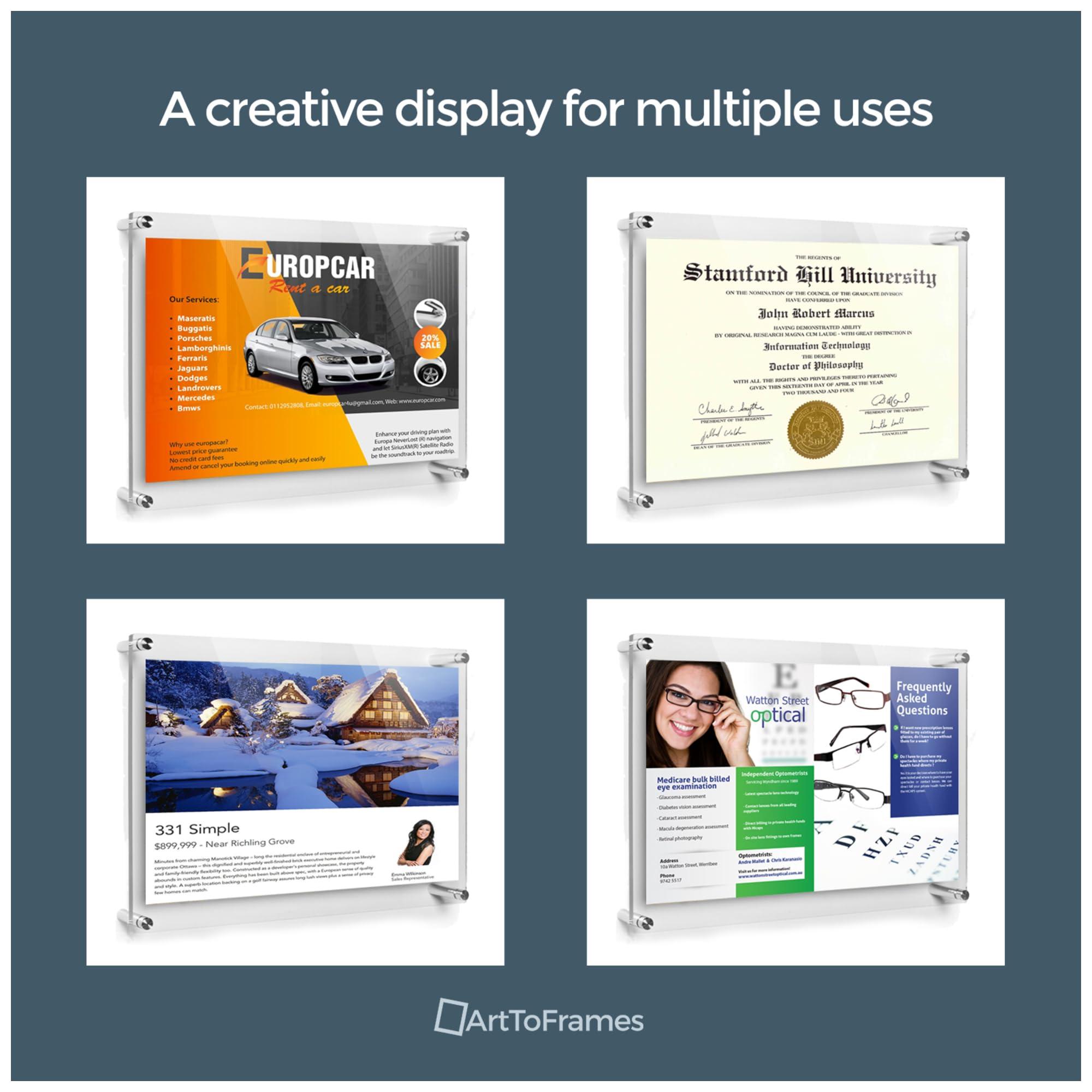 ArtToFrames 27 x 39\" Contemporary Acrylic Floating Frame: Elevate Your Art and Photos in Style - Featuring 19x25mm White Acrylic Standoff for Wall Mounting.