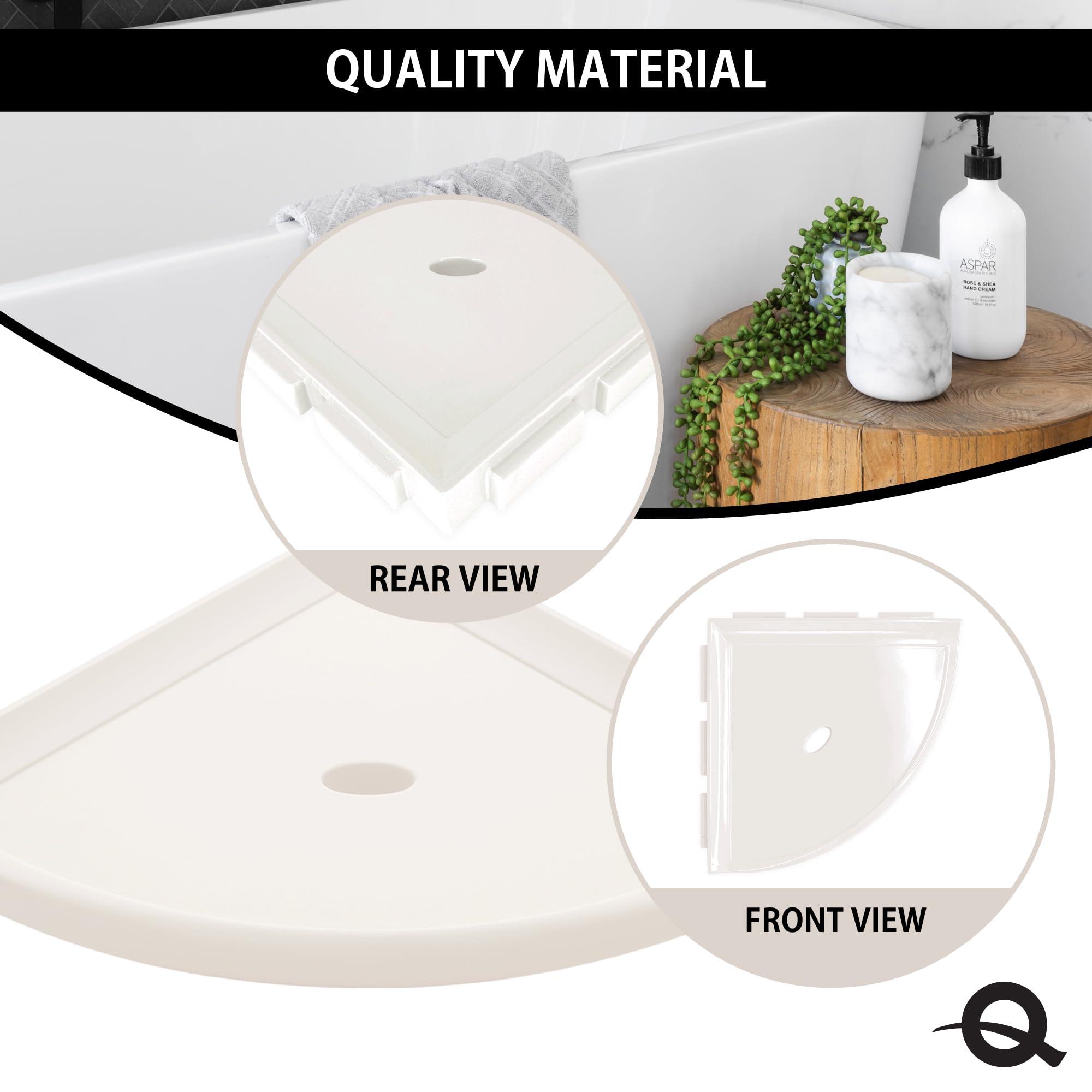 Questech Questech Decor Corner Shower Shelf, 8 Inch Lugged for New Construction, Shower Corner Shelf for Tiled Walls, Metro Lugged Shower Caddy Bathroom Organizer, White Polished