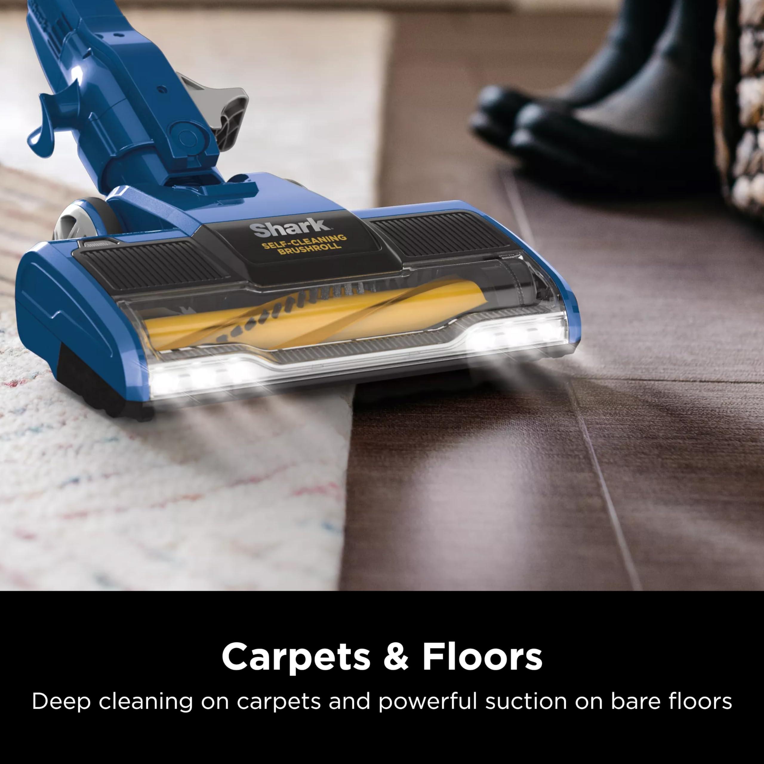 Shark Shark HV343AMZ Rocket Corded Stick Vacuum with Self-Cleaning Brushroll, Lightweight & Maneuverable, Perfect for Pet Hair Pickup, Converts to a Hand Vacuum, Crevice Upholstery Tools, Blue/Silver