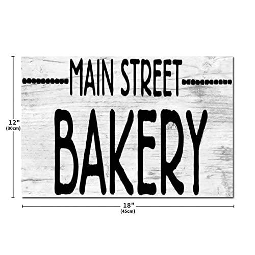 Generic Wood Signs Ballkleid Main Street Bakery Wooden Sign with Funny Sayings Motivational Wall Art Rustic Wall Decorations for Living Room Kitchen Wall Hanger Retro Decoration Sign 12x18in