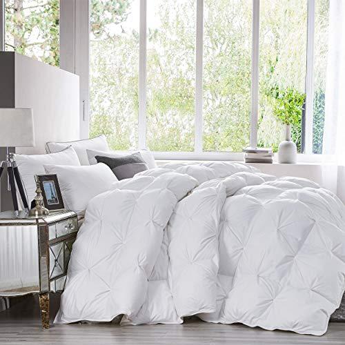 Egyptian Cotton Factory Outlet Store Goose Down Comforter 1500 Thread Count, 100% Egyptian Cotton, Siberian Goose Down, 50oz, King / California King Size, White, Baffle Box Construction