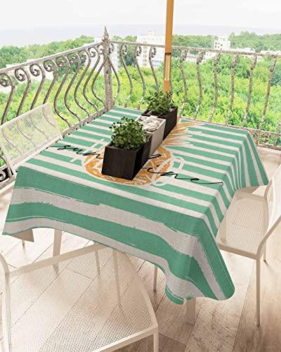ZOE GARDEN Square Pineapple Tablecloth Waterproof & Stainproof Tablecloths, Wipeable Table Cloth Wrinkle-Free for Round/Rectangle/Oval/Square/Dining/Party/Wedding, Summer Shabby Chic Fruit Stripes 54x54