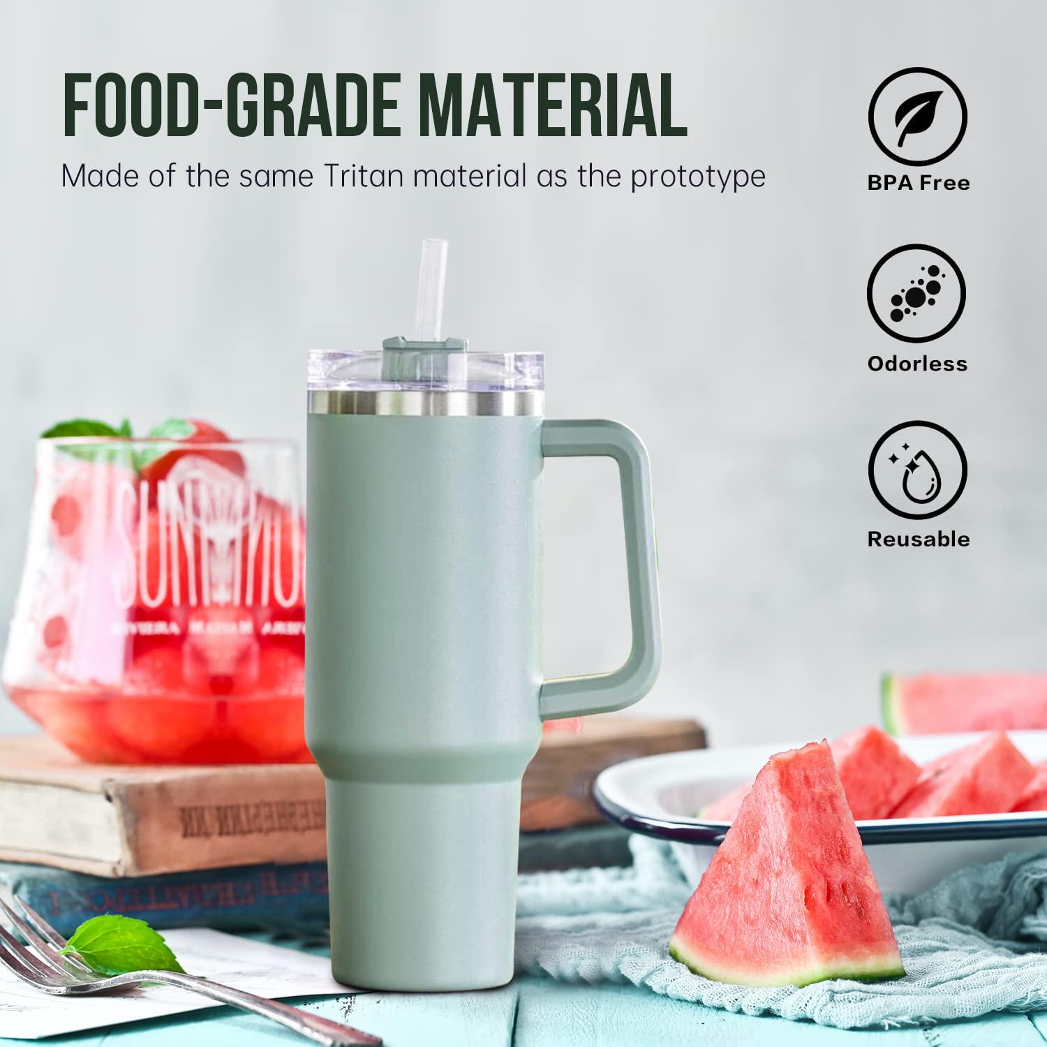 KACPAUQEL Replacement Straws for Stanley 40oz Adventure Quencher Travel Tumbler, 6 pack Reusable Plastic Straws with Cleaning Brush Compatible with Stanley Cup Stanley Water Jug (12inch Long)