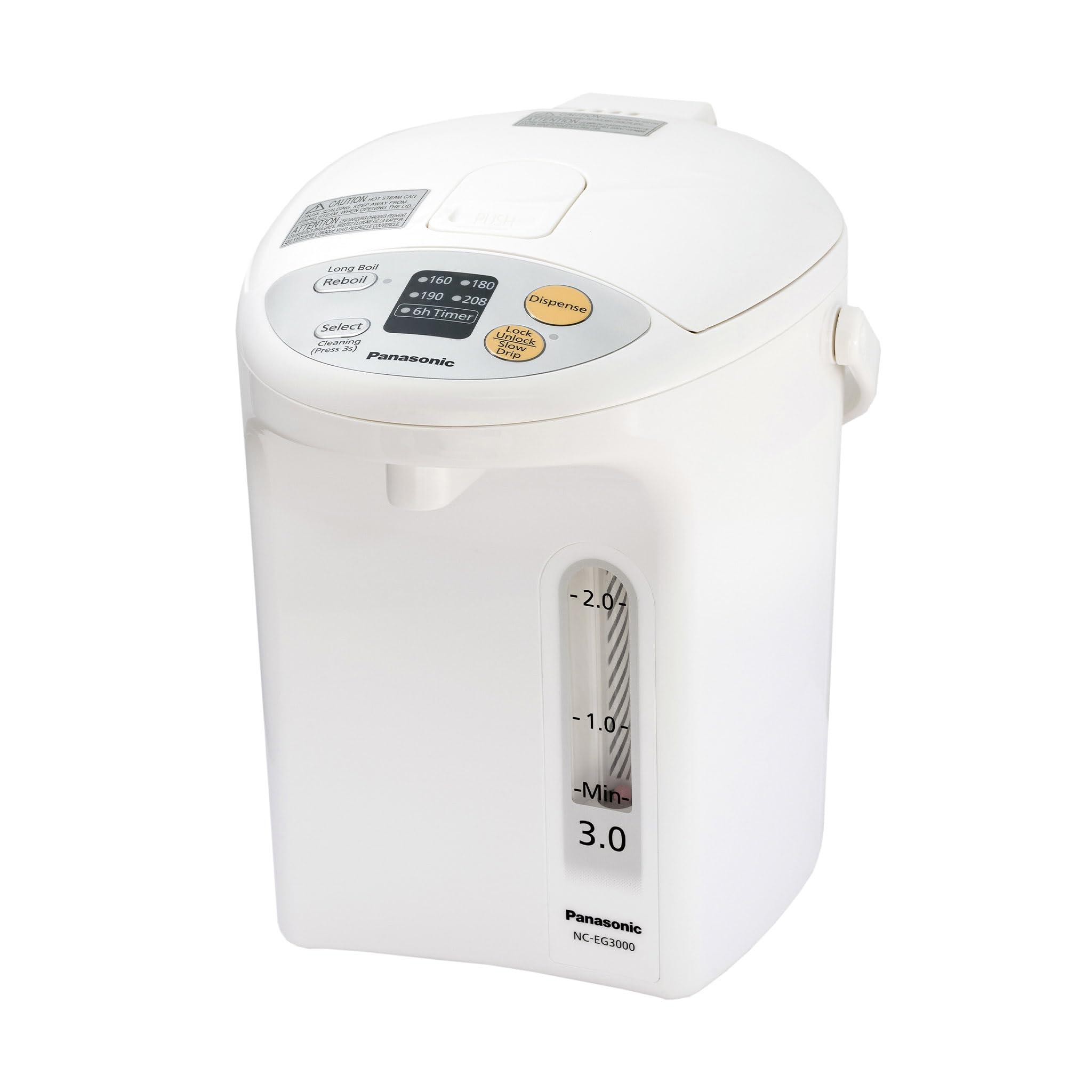 Panasonic Panasonic RA41660 Electric Thermo Pot Water Boiler Dispenser NC-EG3000, Slow-Drip Mode for Coffee, Ideal for Tea, Hot Cocoa, Soups and Baby Food, Four TEM, 3.2 quarts, White