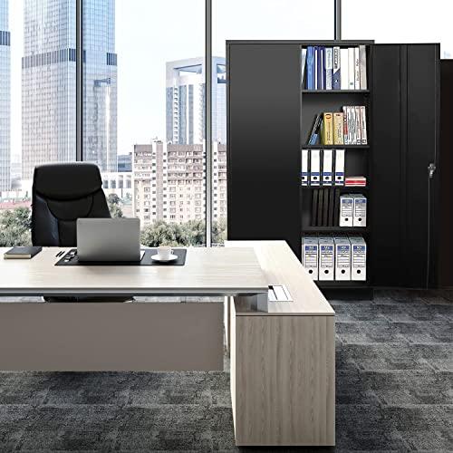 Majnesvon Majnesvon Metal Garage Storage Cabinet - 72" Locking Metal Storage Cabinet with 2 Doors and Adjustable Shelves & Locking Doors - Garage Cabinets for Tool Storage - Black