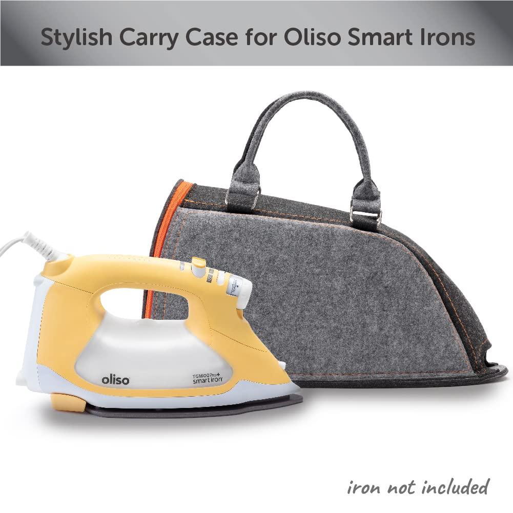 oliso Oliso TG1600 Pro Plus 1800 Watt SmartIron with Auto Lift | Diamond Ceramic-Flow Soleplate Steam Iron (Pink) + Oliso Carry Bag for full-size irons + Oliso Ironing Board Cover (Gray)