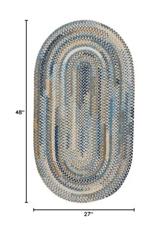 Capel Capel Rugs Habitat Braided Oval Area Rug, Blue, 27" x 48"