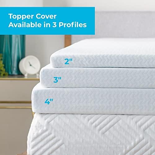 Linenspa Linenspa 2 Inch Mattress Topper-Cover Queen-Cover Only-Machine Washable Breathable Non Slip with Zipper,White