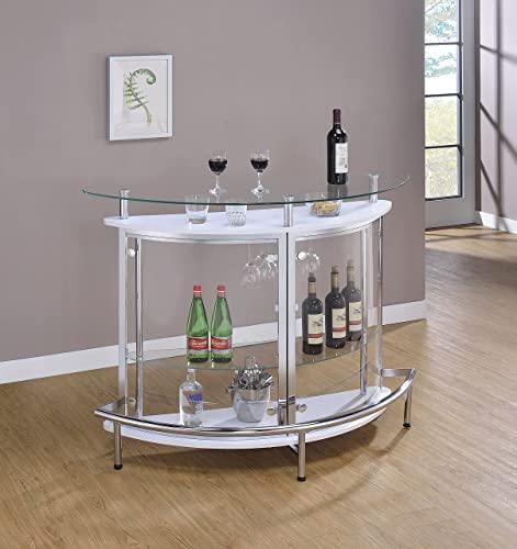Coaster Home Furnishings Coaster Home Furnishings Amarillo Contemporary Glass Top Freestanding Home Bar Cabinet White 101066