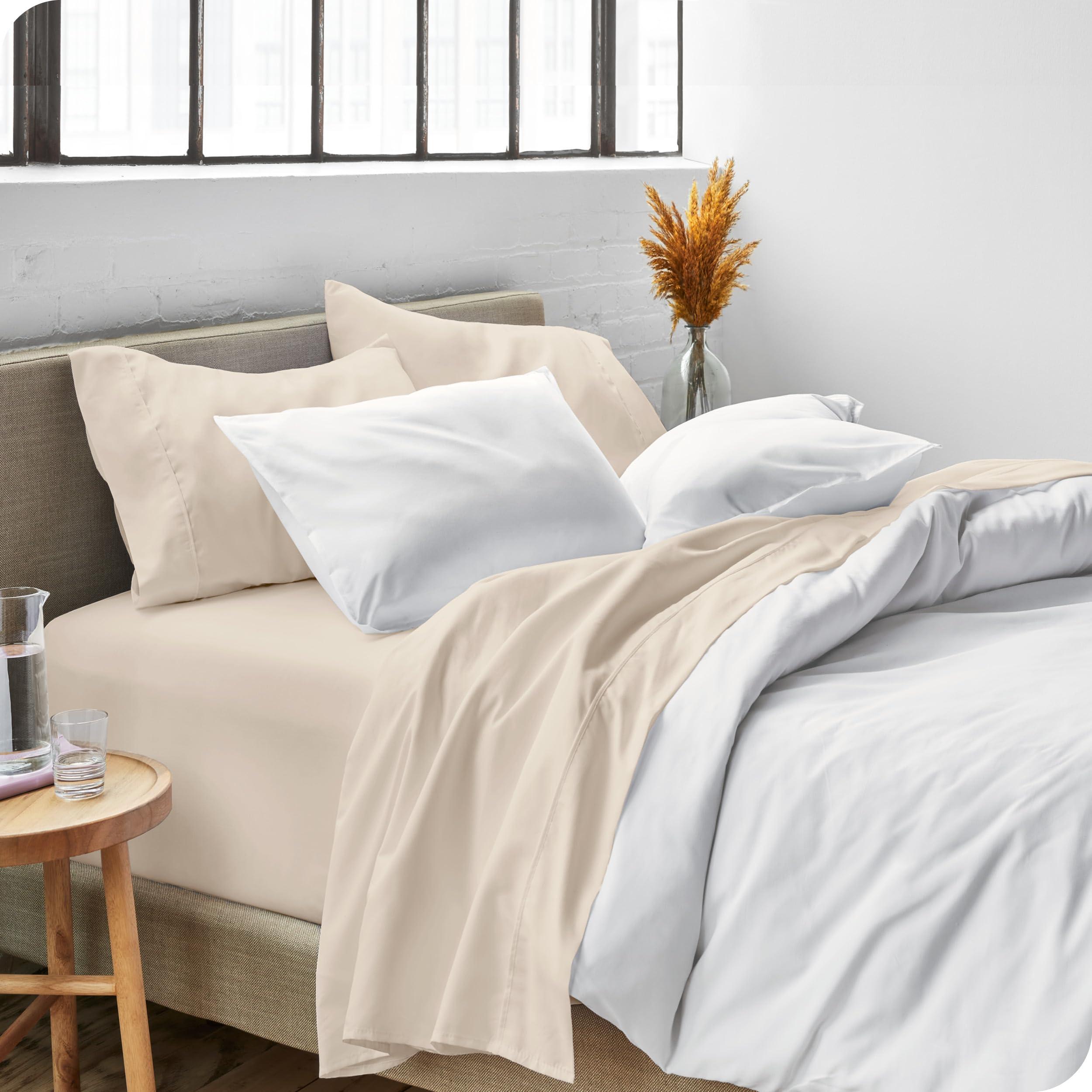 Bare Home Bare Home Split California King Sheet Set - 1800 Ultra-Soft Microfiber Split California King Bed Sheets - Double Brushed - Deep Pockets - Easy Fit - 5 Piece Set - Bed Sheets (Split Cal King, Sand)