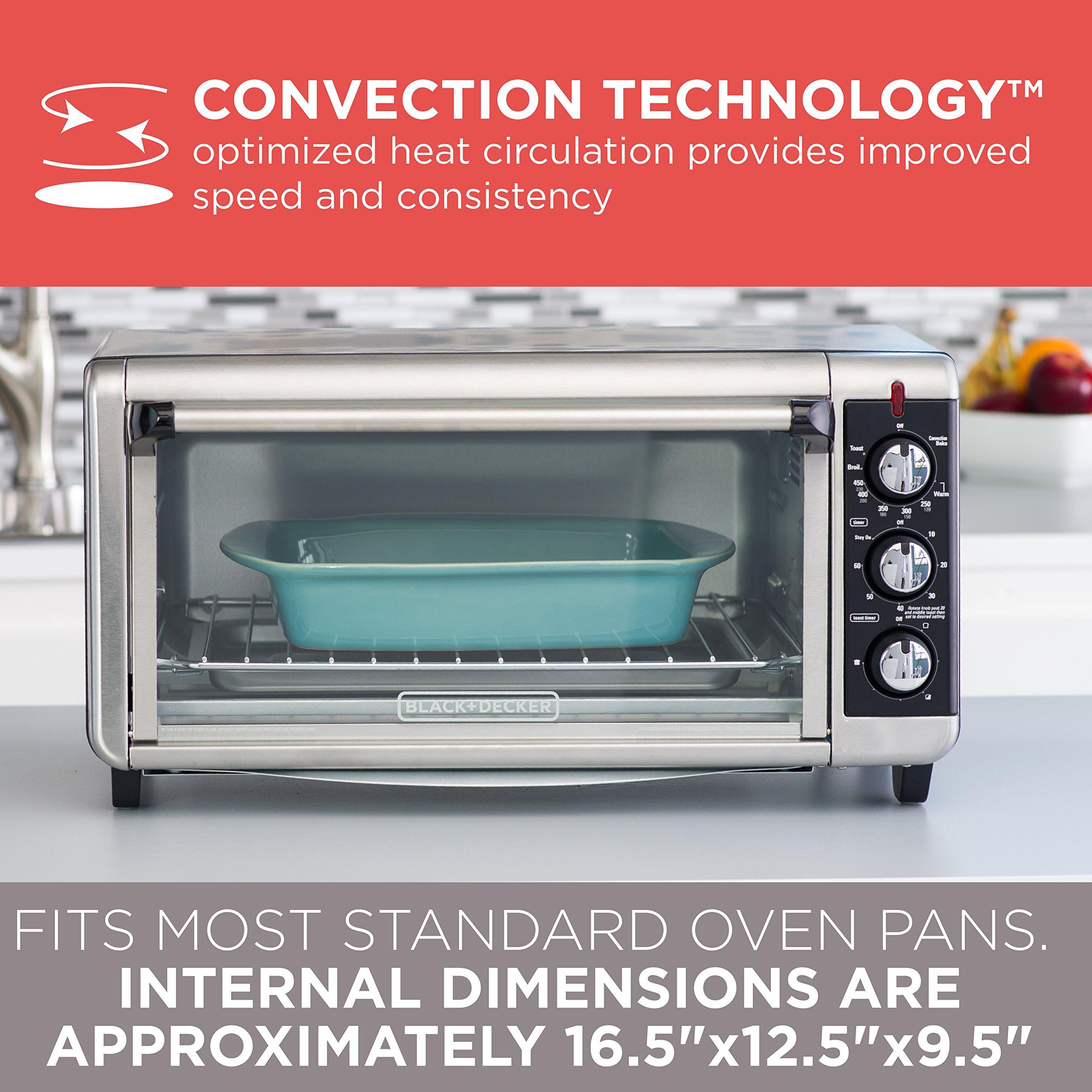 BLACK+DECKER BLACK+DECKER 8-Slice Extra Wide Convection Toaster Oven, Fits 9\"x13\" Oven Pans and 12\" Pizza, Bake, Toast, Broil, and Keep Warm Functions, Countertop Compact Design with Stainless Steel Finish