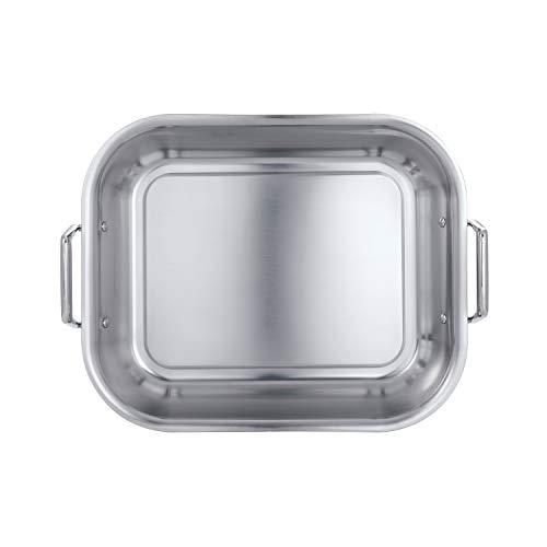 Tramontina Tramontina 16.75-Inch Stainless Steel Roasting Pan with Rack, Flared Edge Turkey Roaster for Oven, Dishwasher Safe, Made in Brazil