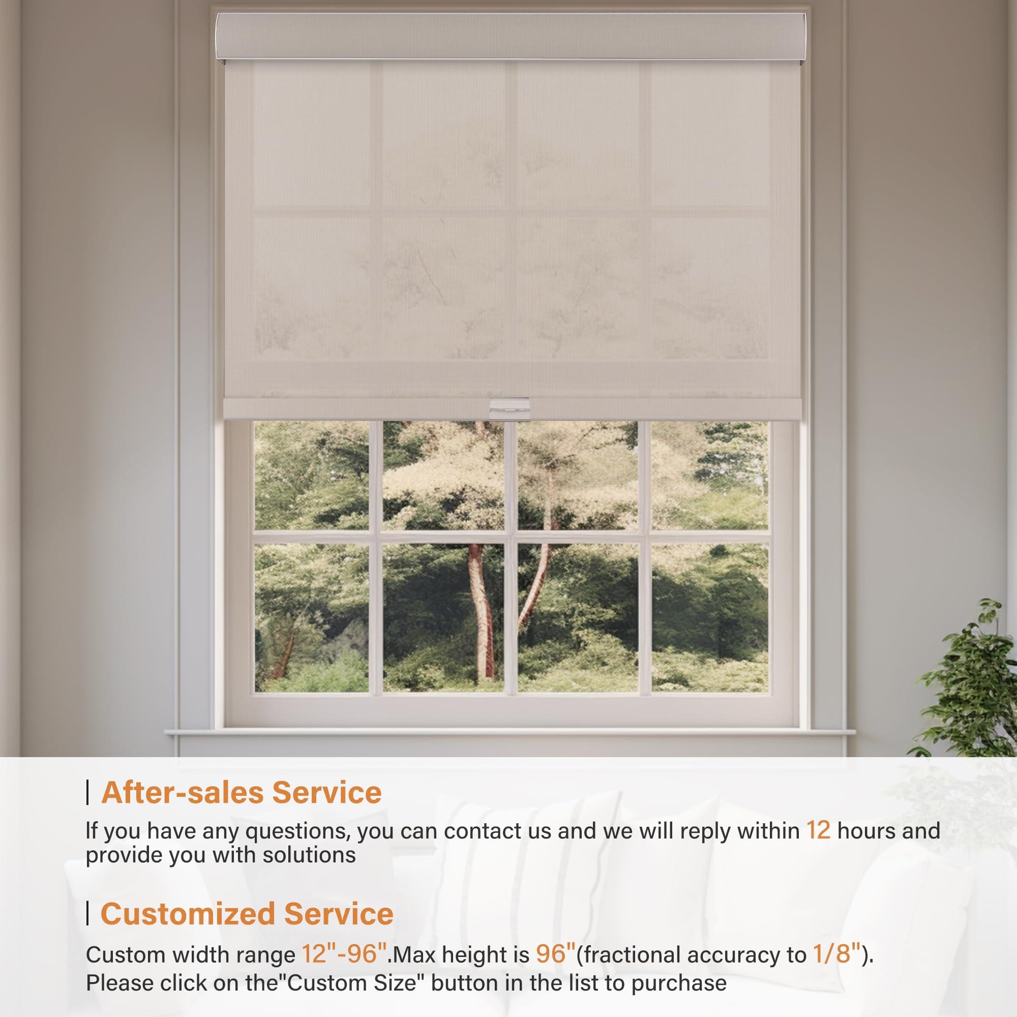 HOTSOON HOTSOON Light Filtering Roller Shades for Windows Cordless Solar Roller Blinds 5% Openness with Cassette Valance Sheer and Glare Reduce Window Shades for Home Office Living Room Beige,30" W x 72" H