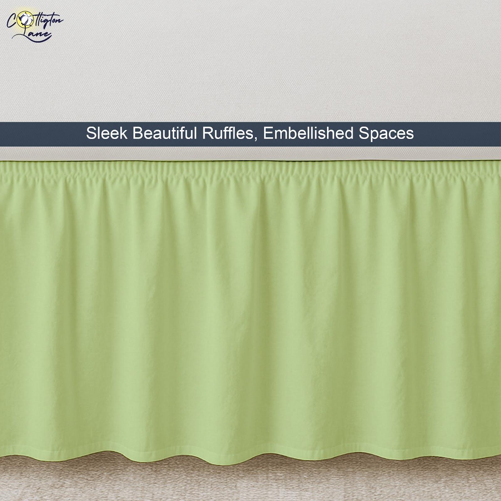 Cottington Lane Daybed Skirt with Split Corners Twin - Daybed Dust Ruffle Split Corners 18 inch Drop - Bed Skirts for Day beds - Microfiber Bed Sofa Daybed Skirt for Living Room Guest Room - Sage Daybed Skirt