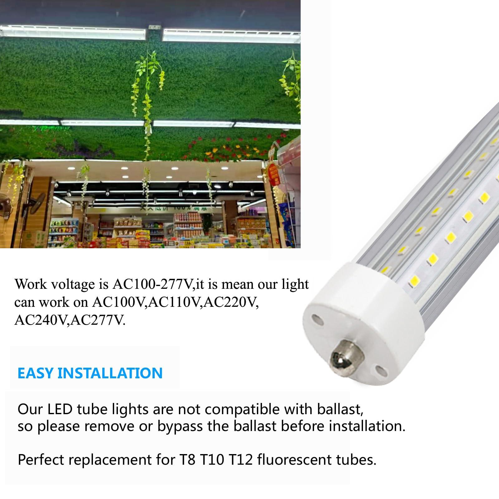 GOCuces GOCuces 5ft T8 LED Lights Bulbs,45W 4500lm,5 Foot Equal to 57.8in,F60T12 75W Fluorescent Tubes Replacement T10 T12,Single Pin FA8,Dual-Ended Power,Ballast Bypass,White 6500K,Office,Shop,Pack of 10