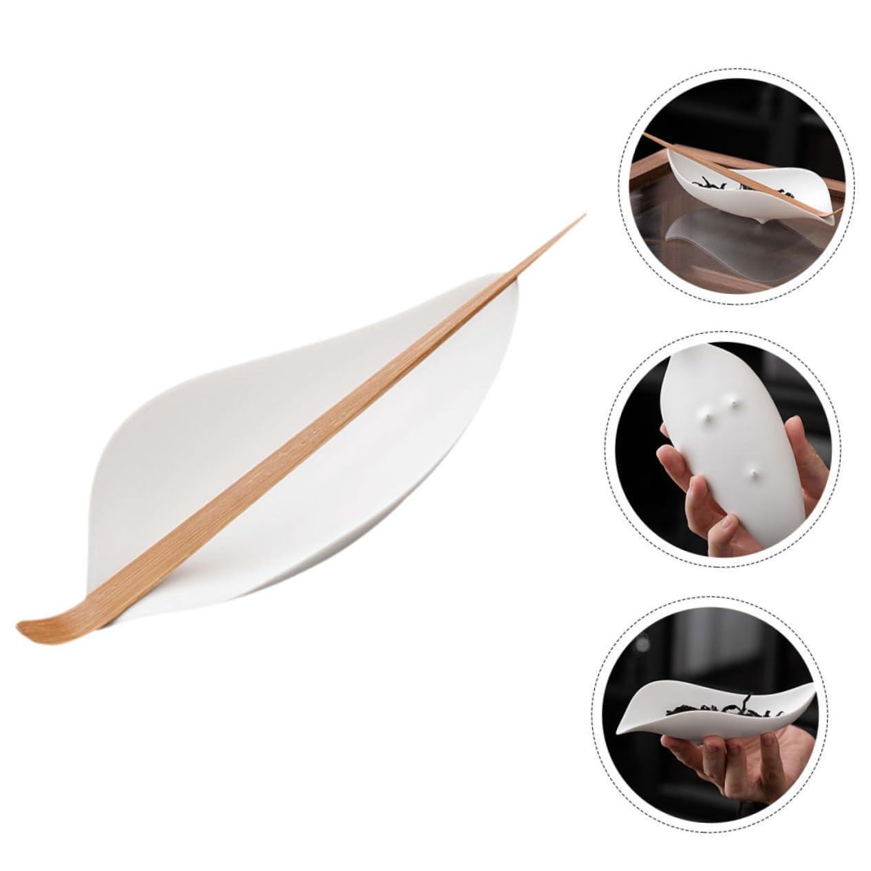 CONGARTENO CONGARTENO 1 Set Tea Spoon Tea Vessel Chinese Tea Tray Loose Tea Leaf Shovel Dosing Cup Tea Presentation Vessel Exquisite Tea Shovel Loose Tea Scoop Small Tea Scoop Niche Zero White Ceramics