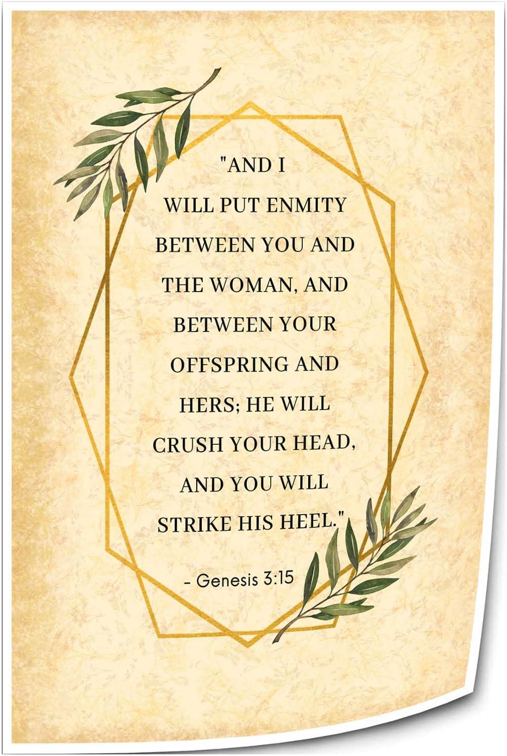 Triyend Triyend Genesis 3 15 Bible Verse Wall Art Bible Posters Art Deco Wall Oil Painting for Bedroom Decorative Home Giclee Art Picture Print Canvas (20.00\'\'x30.00\'\',Unframed)