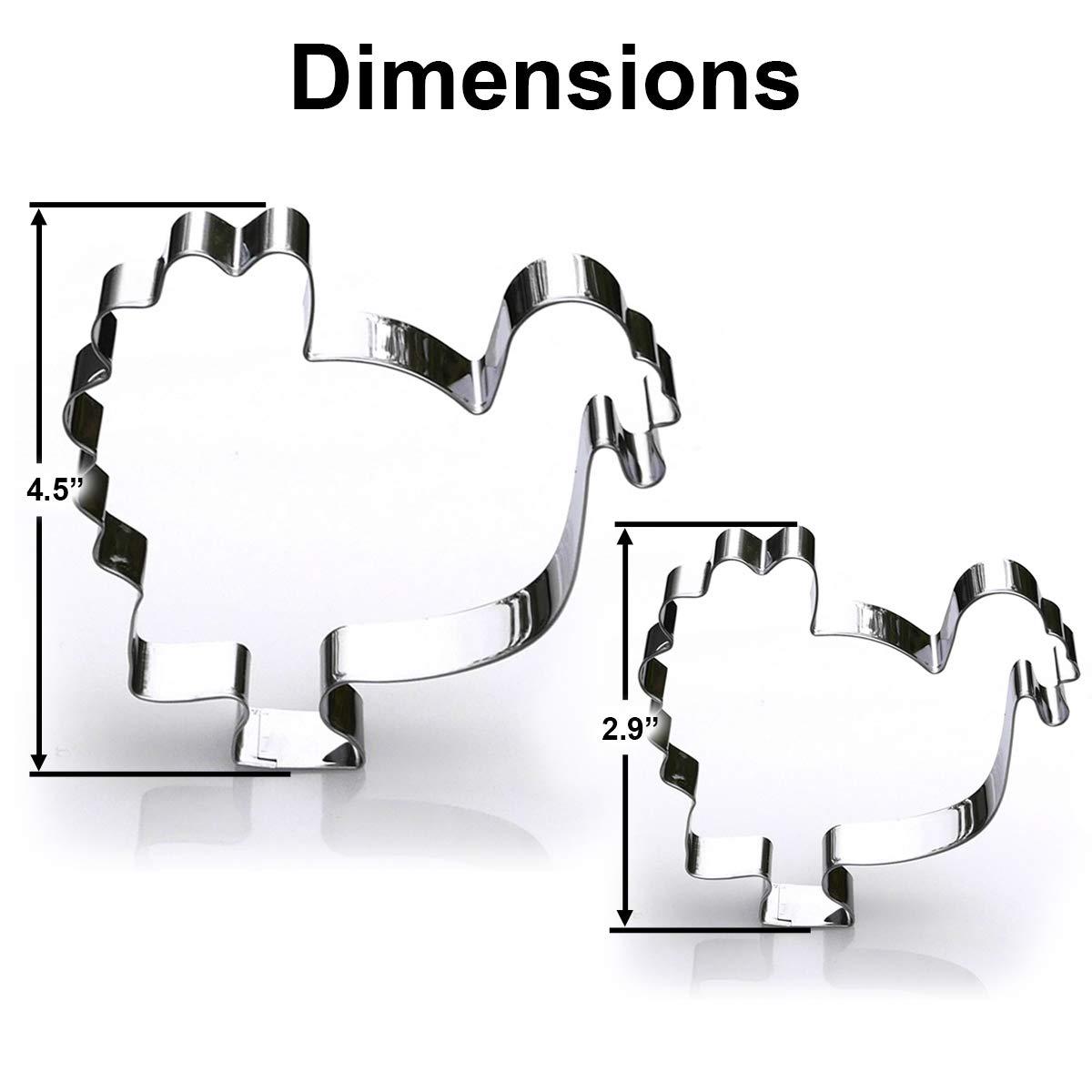 Sweet Cookie Crumbs Thanksgiving Turkey Cookie Cutter Set, 2 Piece, 4.5\", 2.9\" Tall, Premium Food-Grade Stainless Steel, Dishwasher Safe