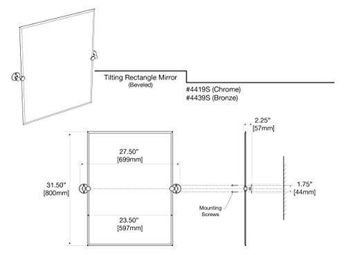 Gatco Gatco 4419S Cafe Rectangle Mirror Chrome, 31.5 H x 27.5 W