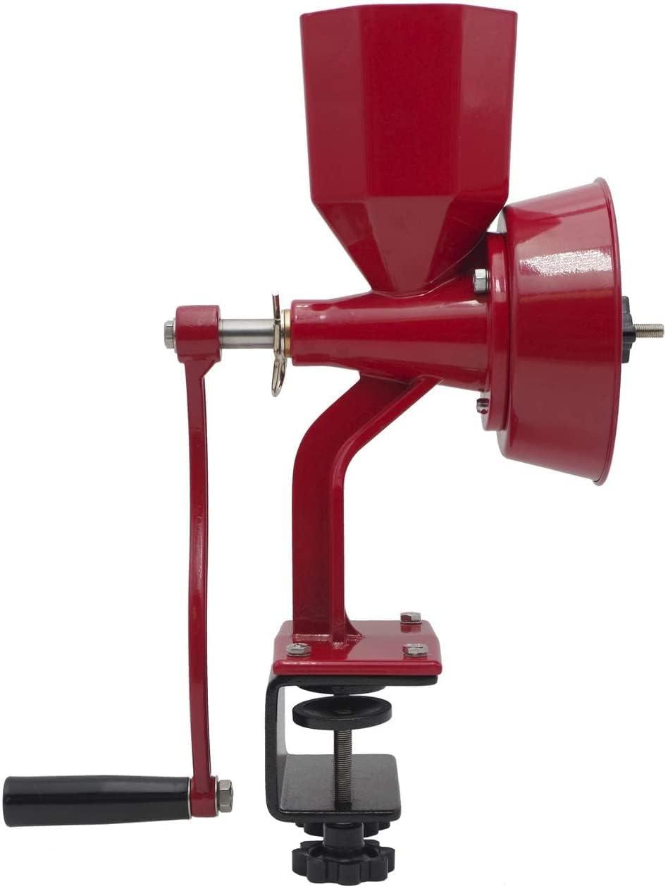 WONDERMILL WONDERMILL Manual Hand Grain Mill Red Wonder Junior Deluxe for Dry and Oily Grains - Kitchen Flour Mill, Grain Mill Hand Crank and Spice, Corn, Wheat Stone Mill Grinder