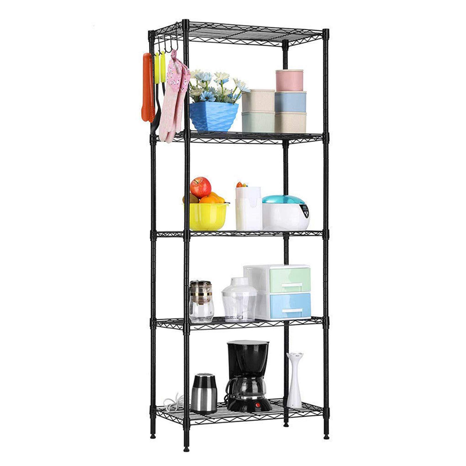 NAICKUC NAICKUC 5-Tier Storage Shelf Wire Shelving Unit Free Standing Rack Organization DIY Adjustable Height, Black,21.6" W x 11.8" D x 59" H