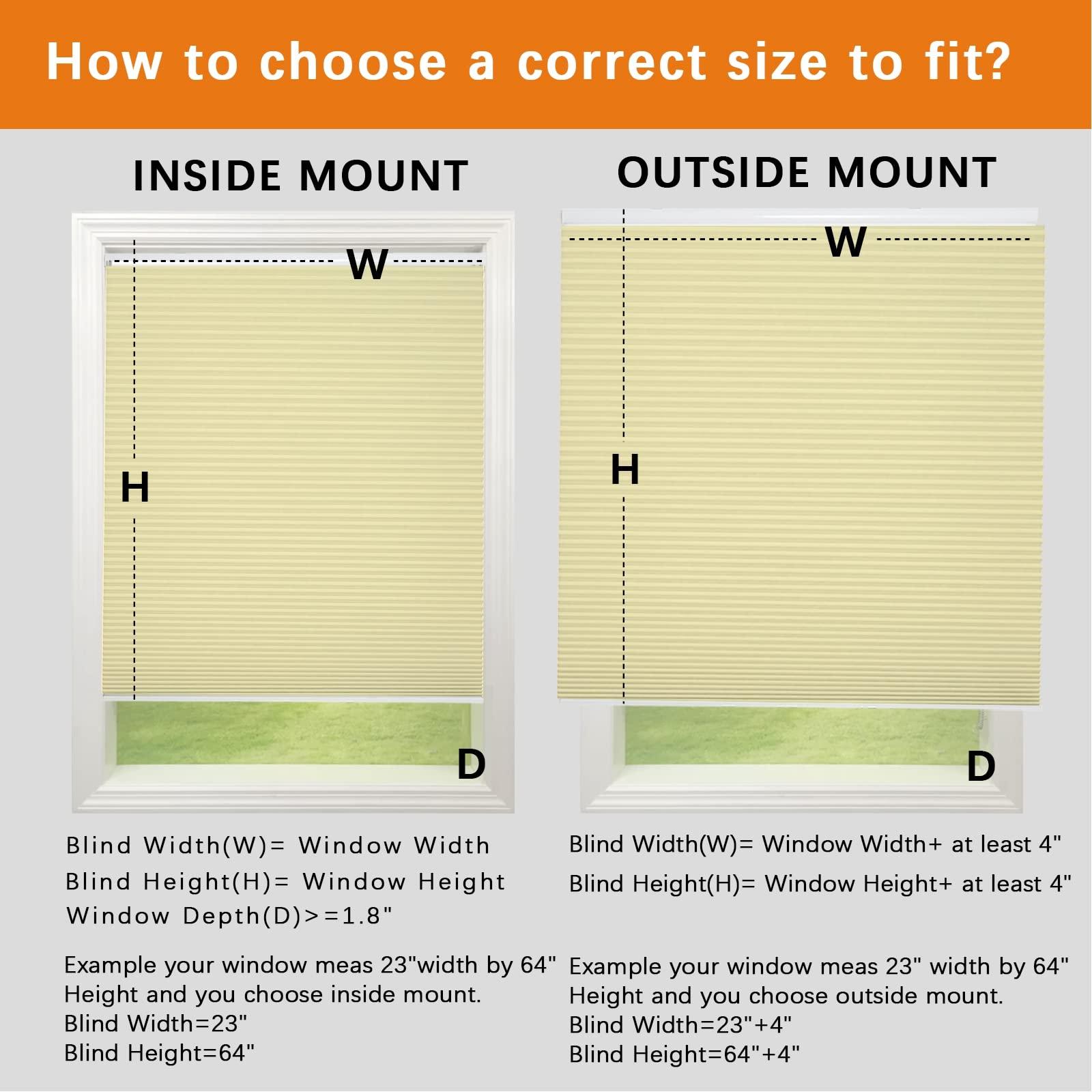 Persilux Persilux 100% Blackout Cordless Cellular Shades & Blinds Honeycomb Blinds Bottom up Waterproof Thermal Insulated Window Shades for Home, Windows and Kitchen, Cream, 92" W x 60" H