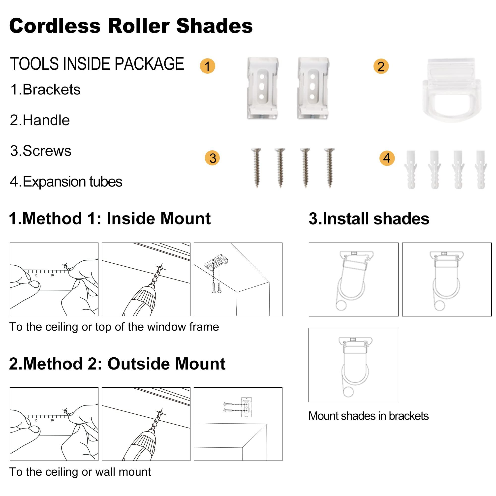HOTSOON HOTSOON Blackout Roller Shades for Windows, Cordless Window Blinds Thermal Insulated Spring System Shades for Home Office, White, 33" W x 56" H