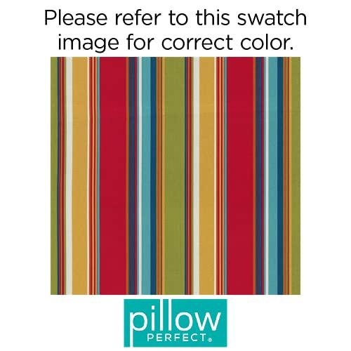 Pillow Perfect Pillow Perfect Stripe Indoor/Outdoor Accent Throw Pillow, Plush Fill, Weather, and Fade Resistant, Lumbar - 11.5\" x 18.5\" , Red/Blue Westport, 2 Count