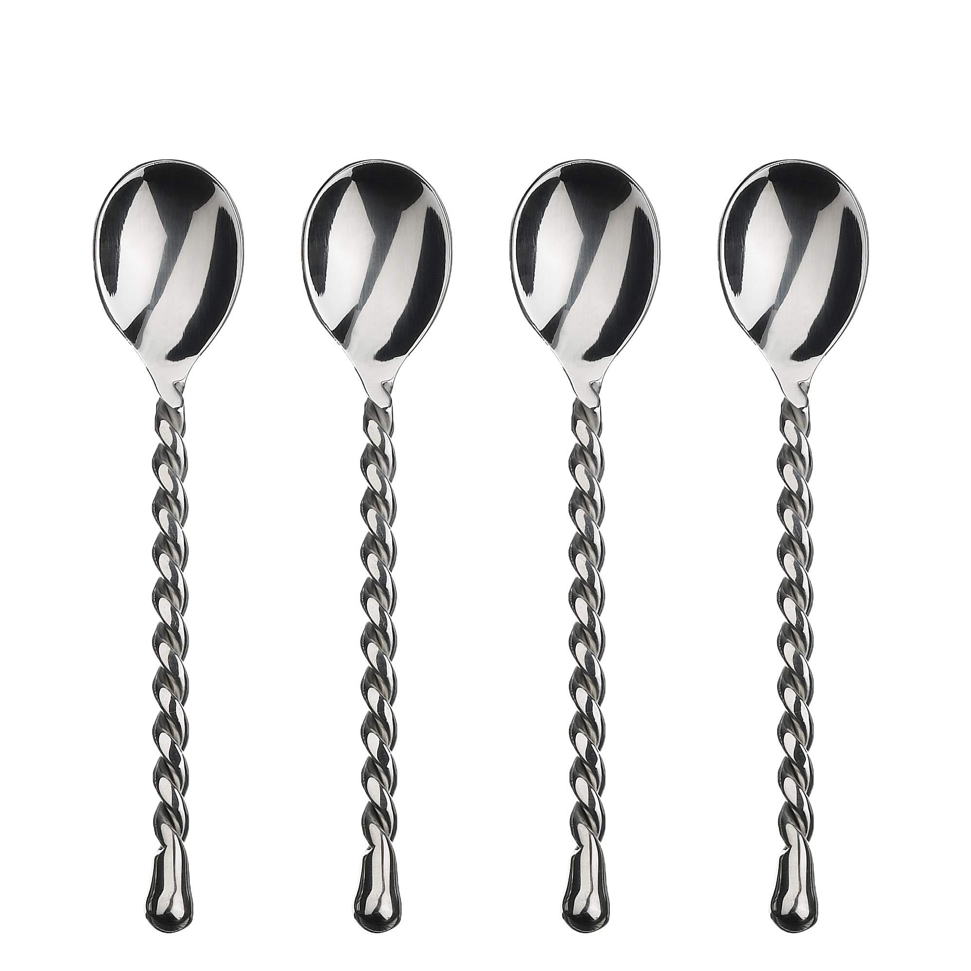 Gourmet Settings Gourmet Settings 4-Piece Mini Spoons Set-Silver Tear Collection Polished Small Stainless Steel Teaspoons, Demitasse Espresso Cutlery, Dishwasher Safe