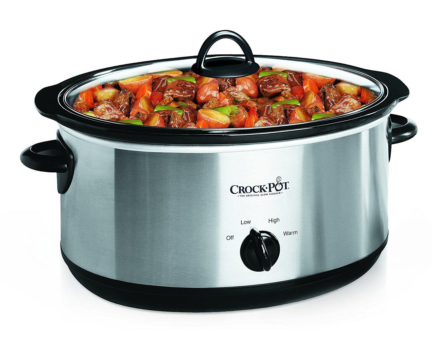 Crock-Pot Crock-Pot 7 Quart Oval Manual Slow Cooker, Stainless Steel (SCV700-S-BR), Versatile Cookware for Large Families or Entertaining