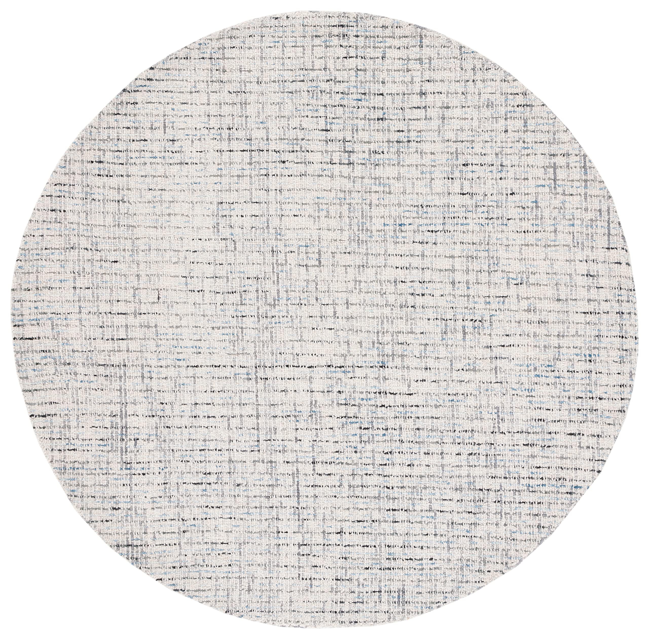 Safavieh SAFAVIEH Abstract Collection 6' Round Grey/Ivory ABT468J Handmade Wool Entryway Foyer Living Room Bedroom Area Rug