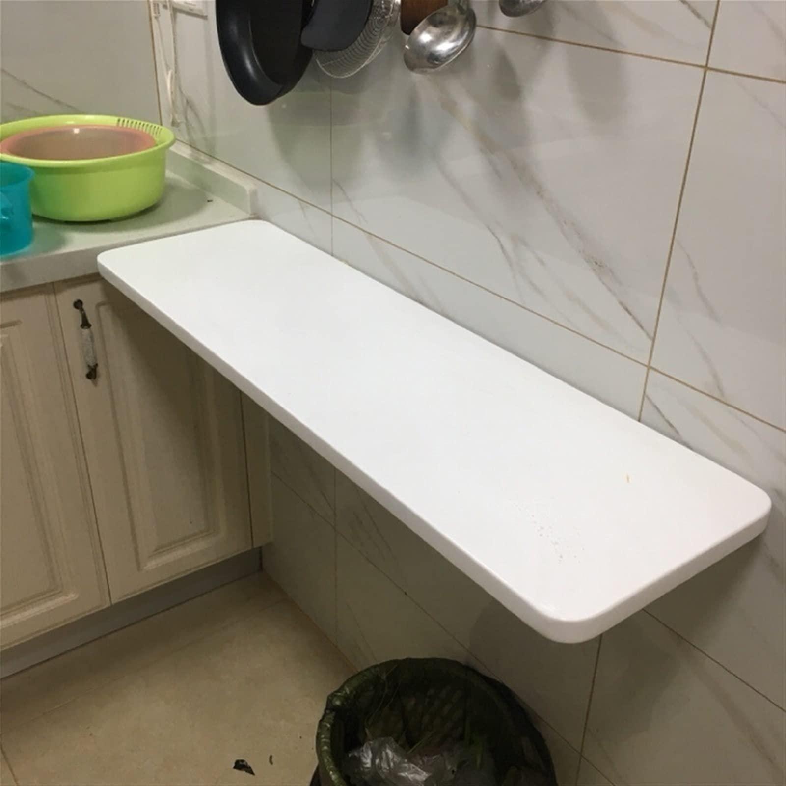 DUSXLX Breakfast Bar Table, Computer Workstations, Folding Wall Mounted Tables Fold-Down Wall Table Kitchen Drop Leaf Dining Table Work Table | Small Space Saving Hanging Table, White