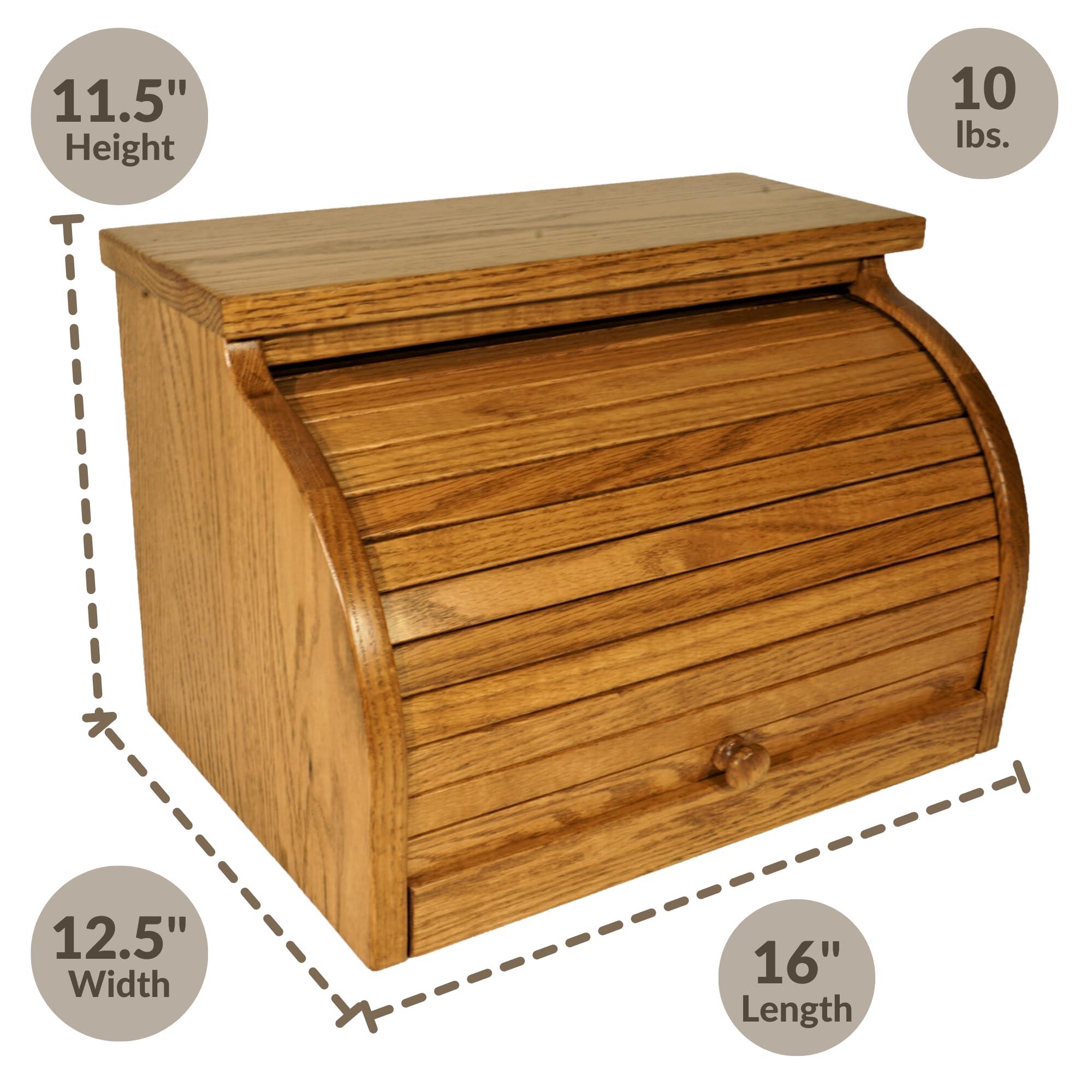 DutchCrafters DutchCrafters Amish USA Made Solid Wood Countertop Bread Box, Bread Holder for Kitchen Counter, Large Bread Box for Kitchen Countertop (Oak - Chestnut)