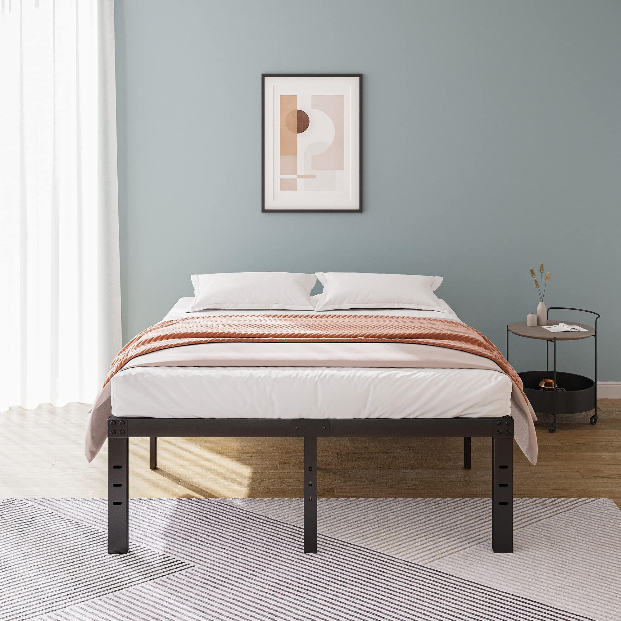 Neslime Neslime 18 Inch High King Bed Frame No Box Spring Needed, Heavy Duty King Platform Bed Frame for Heavy People, Easy Assembly, Noise Free, Black