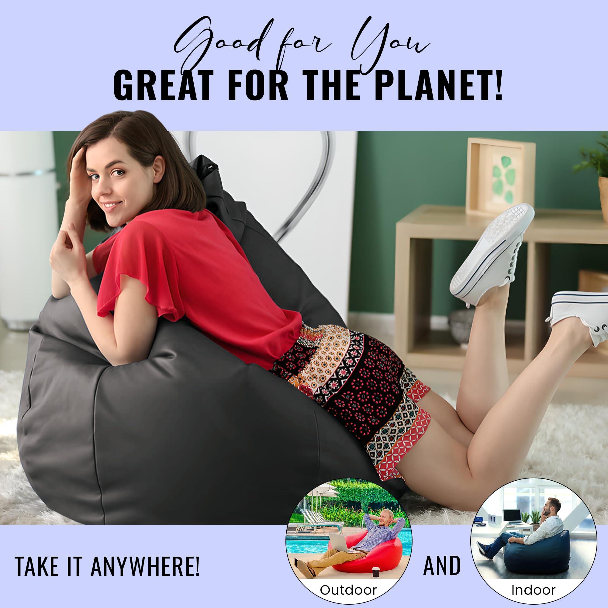 Bean Products Bean Products Small Vinyl Bean Bag Chair | Filled w/Polystyrene Beads & CertiPUR Foam | Made in USA | 31”W, 33”L, 20”H | 15lb | Available in 2 Sizes | Perfect for Teens & Kids | Purple