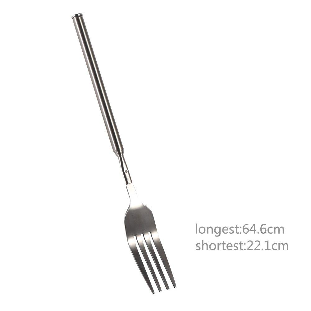 LIZEALUCKY Telescopic Fork,Extendable Fork,Extending Fork,64cm Long Stainless Steel Retractable Fork Extendable Dinner Fruit Dessert Fork Cutlery 8.7-25.4inch