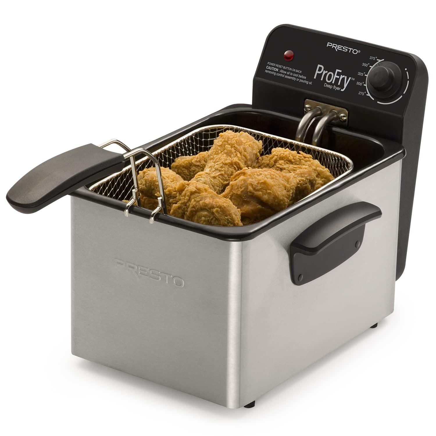 Presto National Presto 05461 Stainless Steel Pro Fry Immersion Element Deep Fryer,Silver