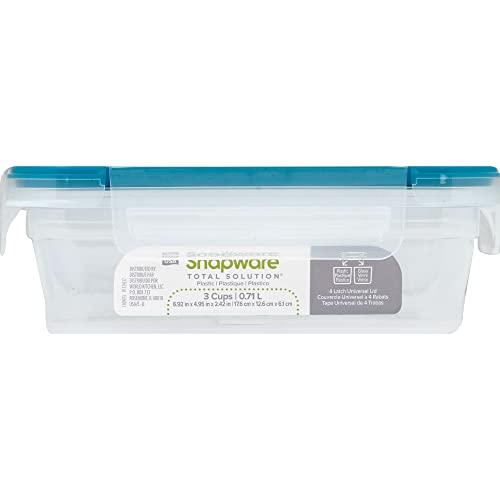 Snapware Snapware Total Solution 3-Cup Plastic Food Storage Container with Lid, 3-Cup Rectangular Meal Prep Container, Non-Toxic, BPA-Free Lid with 4 Locking Tabs, Microwave, Dishwasher, and Freezer Safe