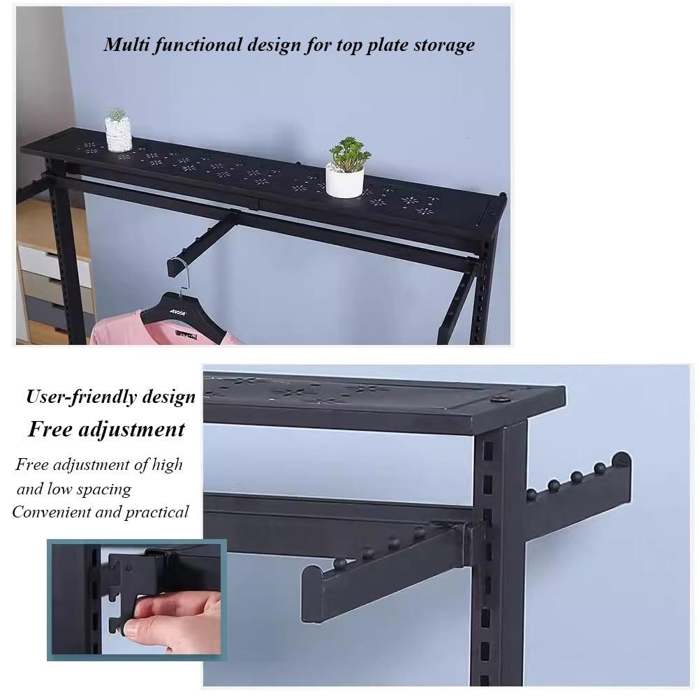 Etlegor Modern Clothing Store Garment Rack, Floor-Standing Clothing Display Stands Double Sided Metal Storage Shelves Retail Display Rack Adjustable Lifting Hanging Clothes Racks ( Color : White , Size : 120x