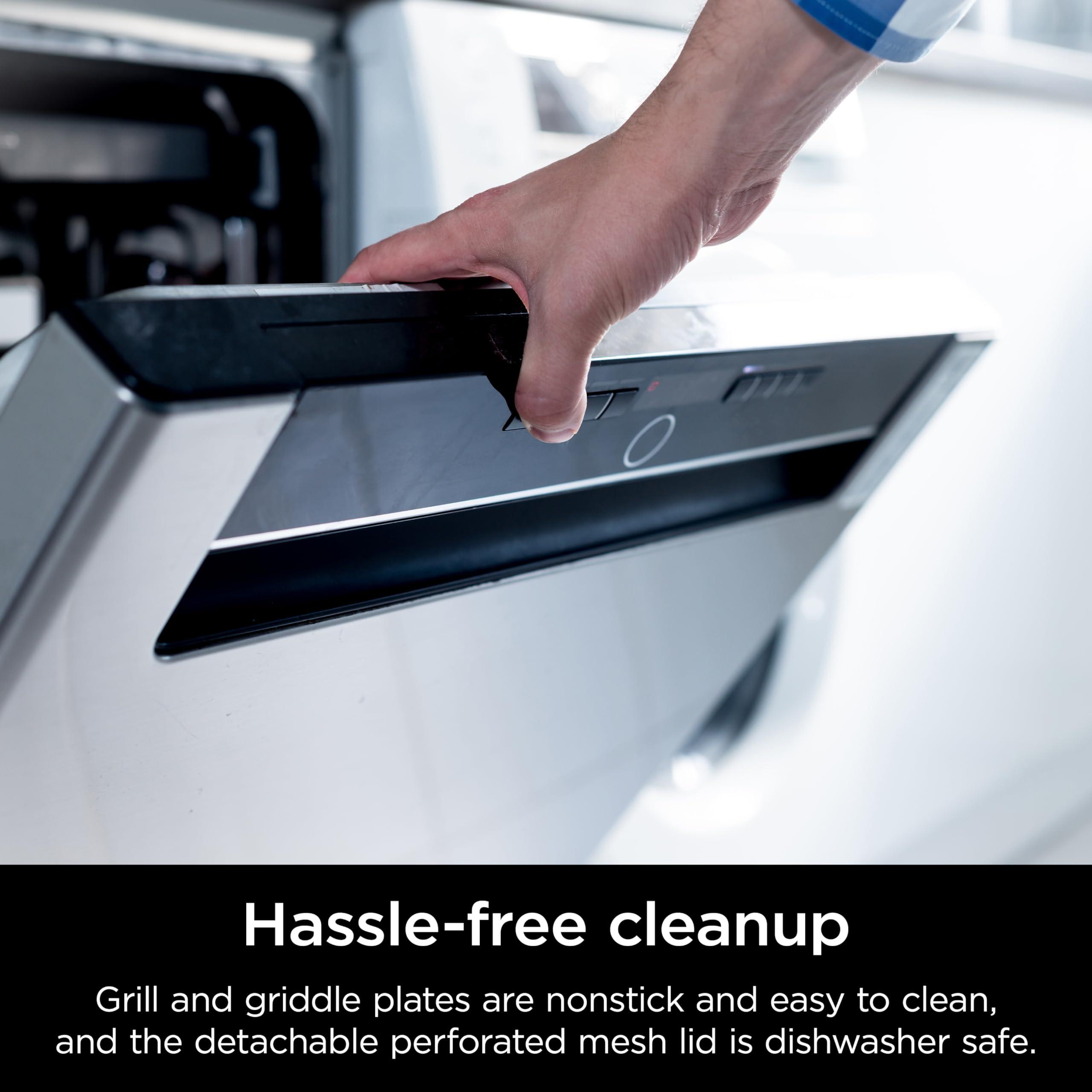 Ninja Ninja Griddle and Indoor Grill, 14, Electric Grill, For Steak, Burgers, Salmon, Veggies, and More, Pancake Griddle, Nonstick, Dishwasher Safe, 500F, Even Cooking, Silver, GR101