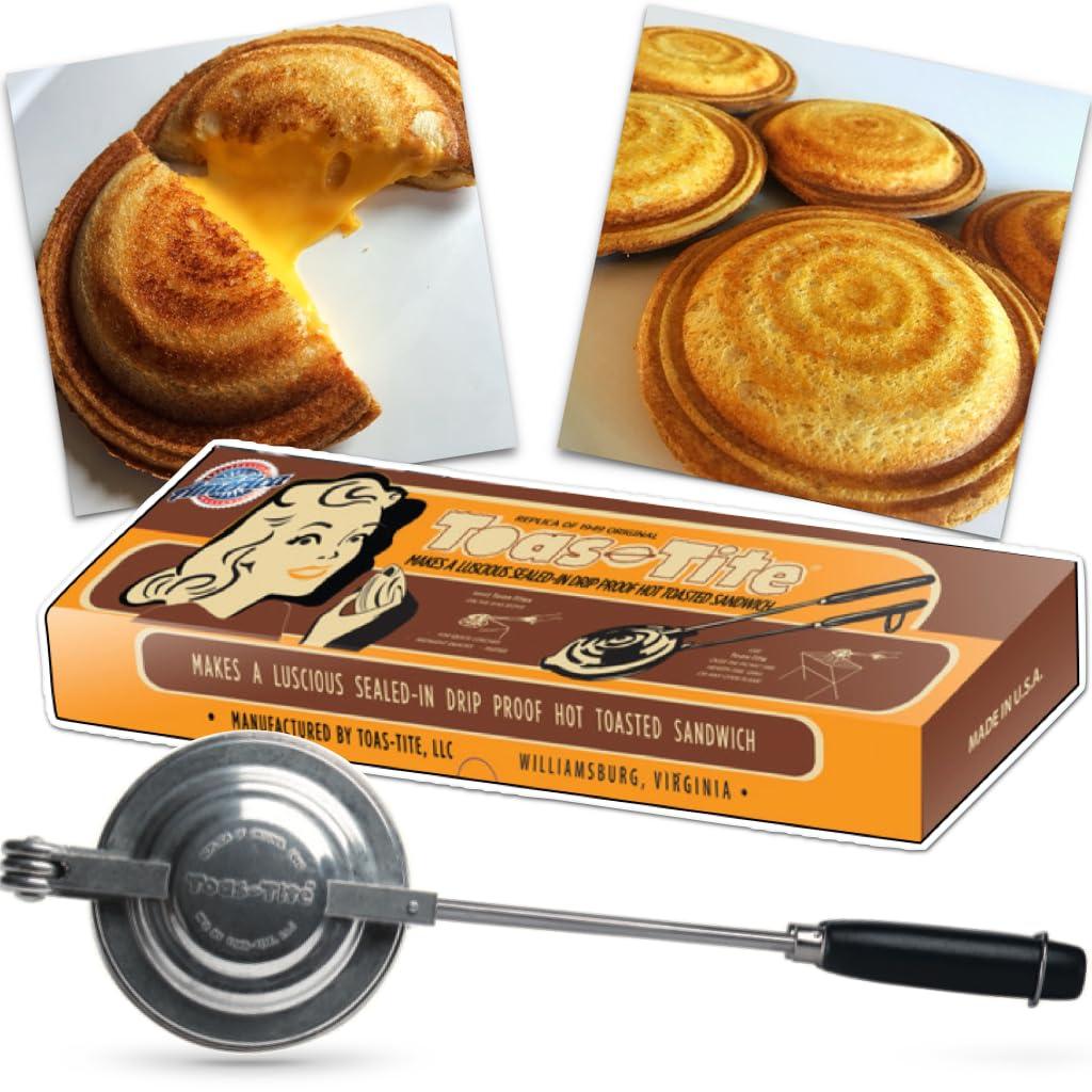 Toas-Tite Toas-Tite Sandwich Grill - Handheld Pie Iron, Sandwich Maker, Hand Toaster, Panini and Sandwich Press for Hand Made Hot Sandwiches and Pies - Perfect for Stovetop, Grill and Campfire