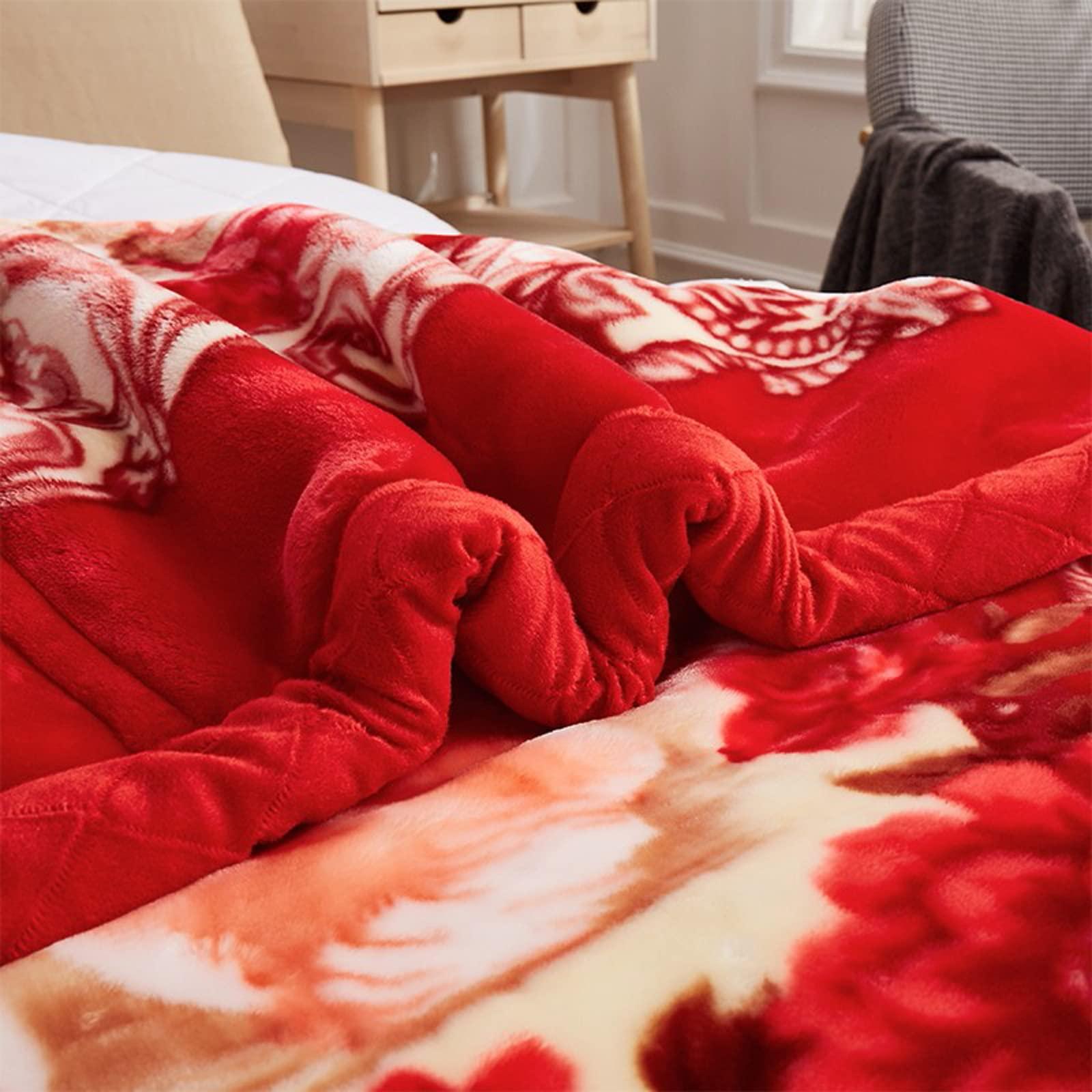 LGYKUMEG LGYKUMEG Korean Faux Mink Fleece Blanket,79x91in Queen Size Mink Blanket,Heavy Fleece Blanket, 9 Pounds,Plush Printed Bed Blanket - Soft and Warm, for Autumn,Winter,Home,Bed,Couch